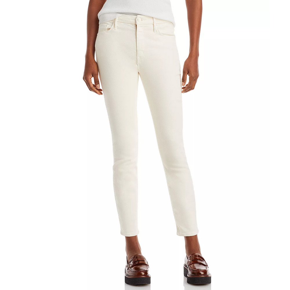 MOTHER High Waisted Looker Skinny Jeans Antique White Size 28 (Pre-owned)